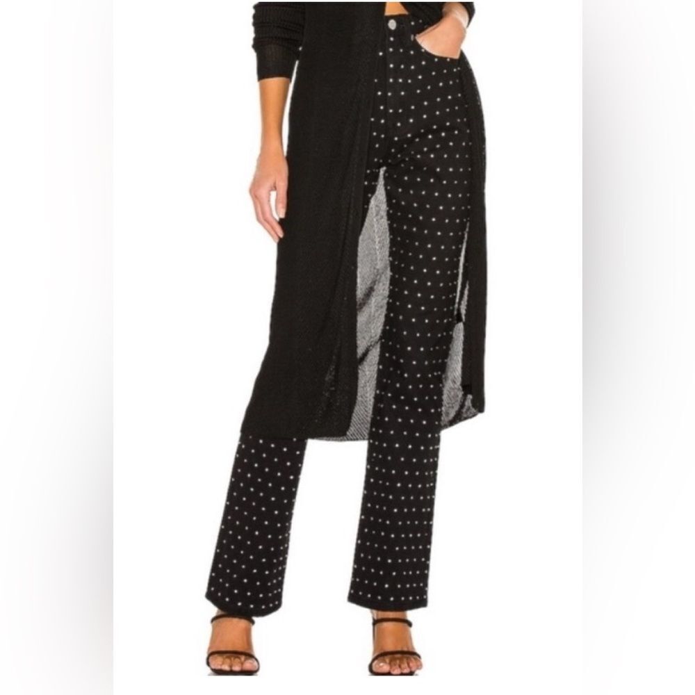 Weworewhat Rhinestone Bootcut Jeans Black 26